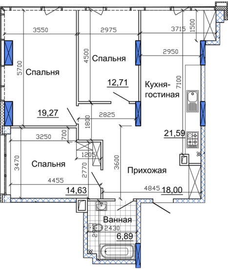 3-кімнатна 95.4 м² в ЖК Nebo від 40 200 грн/м², Дніпро