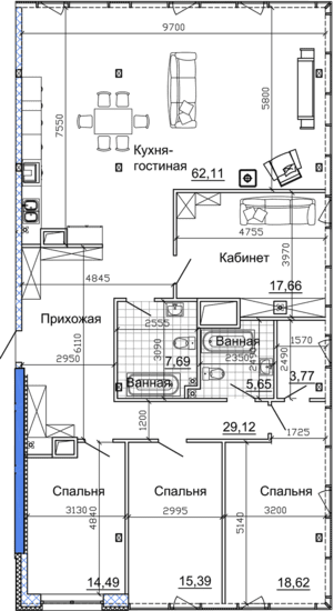 4-комнатная 179.35 м² в ЖК Nebo от 45 950 грн/м², Днепр