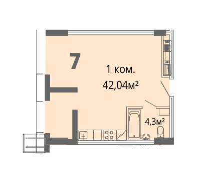 1-кімнатна 42.04 м² в ЖК Грані від 26 200 грн/м², Дніпро