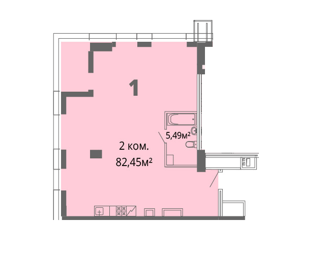 2-кімнатна 82.45 м² в ЖК Грані від 26 200 грн/м², Дніпро