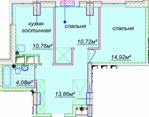 2-кімнатна 55.9 м² в ЖК Миронова від 38 200 грн/м², Дніпро