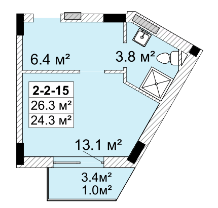 Студія 26.3 м² в ЖК SMART City-2 від 18 900 грн/м², Одеса