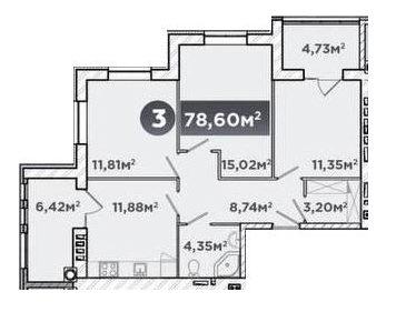3-кімнатна 78.6 м² в ЖК URBANHouse від 15 500 грн/м², Хмельницький