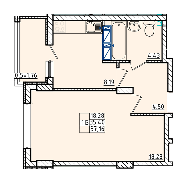 1-комнатная 37.16 м² в ЖК Цветной бульвар от 18 300 грн/м², г. Черноморск