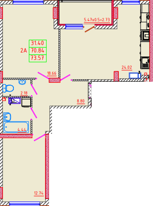 2-кімнатна 73.57 м² в ЖК Кольоровий бульвар від 16 950 грн/м², м. Чорноморск