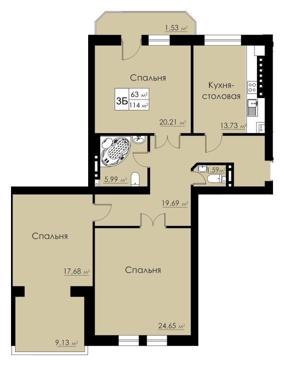 3-кімнатна 114 м² в ЖК Марко Поло від 26 100 грн/м², с. Крижанівка