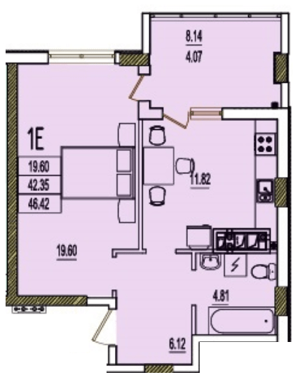 1-кімнатна 46.42 м² в ЖК RosenTal від 16 250 грн/м², с. Лиманка