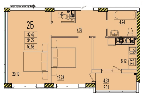 2-кімнатна 56.53 м² в ЖК RosenTal від 14 850 грн/м², с. Лиманка