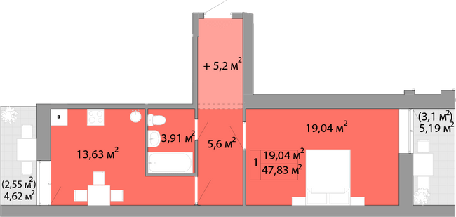 1-комнатная 47.83 м² в ЖК Акварель-2 от 16 700 грн/м², Одесса