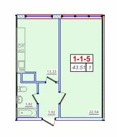 1-кімнатна 43.51 м² в ЖК П'ятдесят третя перлина від 20 050 грн/м², Одеса