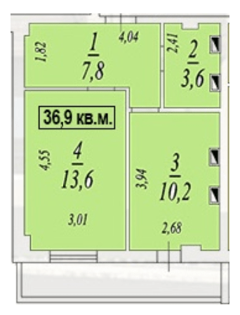 1-кімнатна 36.9 м² в ЖК Авангард від 14 500 грн/м², смт Авангард