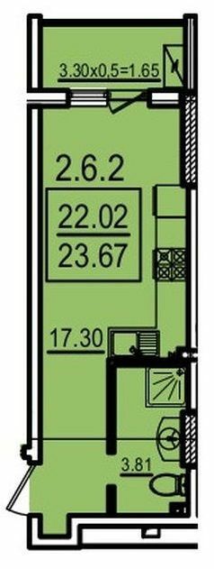 Студія 23.67 м² в Апарт-комплекс Каліпсо від 35 750 грн/м², Одеса