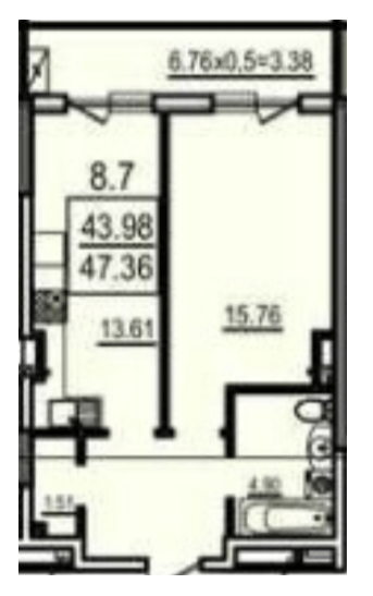 1-кімнатна 47.36 м² в Апарт-комплекс Каліпсо від 35 750 грн/м², Одеса