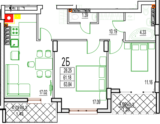 2-комнатная 63.84 м² в ЖК DERBY Style House от 31 550 грн/м², Одесса