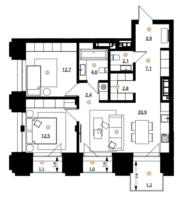 2-кімнатна 72.3 м² в ЖК Doma Trabotti від 62 200 грн/м², Одеса