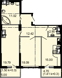 2-комнатная 82.14 м² в ЖК Акрополь от 27 750 грн/м², Одесса