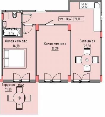 2-кімнатна 71.98 м² в ЖК Приморські Сади від 19 850 грн/м², Одеса