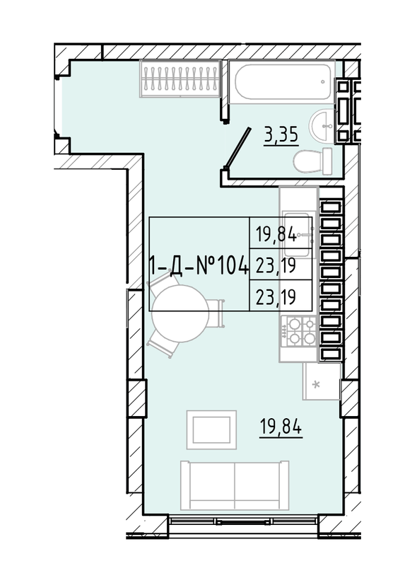 2-кімнатна 23.19 м² в ЖК Приморські Сади від 19 350 грн/м², Одеса