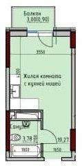 1-кімнатна 23.95 м² в ЖК Простір Eco City (Простір на Радісній від 23 000 грн/м², Одеса