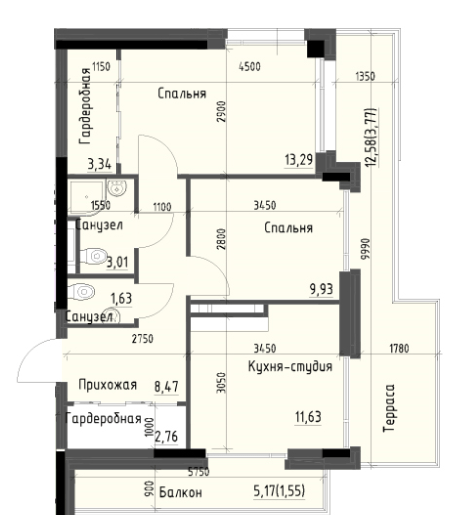 2-кімнатна 57 м² в ЖК Простір+ на Дачній від 30 100 грн/м², Одеса