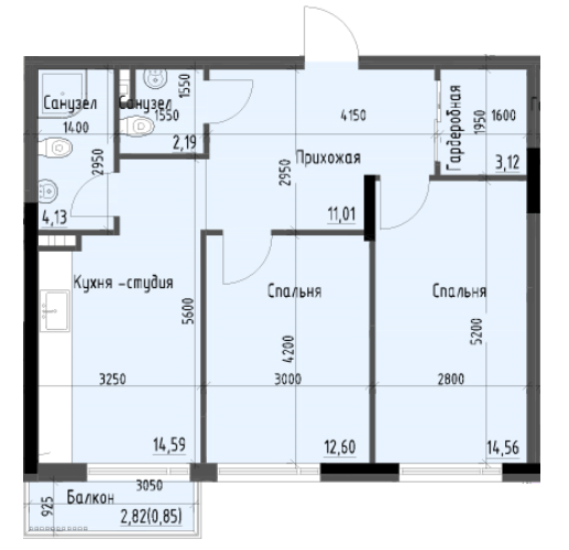 2-кімнатна 61.97 м² в ЖК Простір+ на Дачній від 30 100 грн/м², Одеса