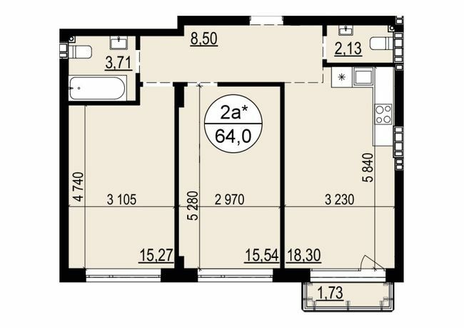 2-комнатная 64 м² в ЖК Гринвуд 2 от 20 150 грн/м², пгт Брюховичи