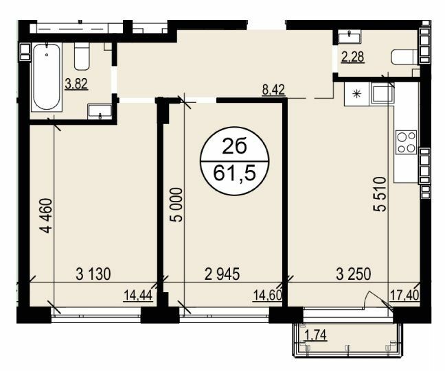 2-комнатная 61.5 м² в ЖК Гринвуд 2 от 18 800 грн/м², пгт Брюховичи