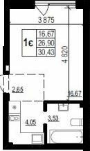 1-комнатная 30.4 м² в ЖК Гринвуд 2 от 19 250 грн/м², пгт Брюховичи