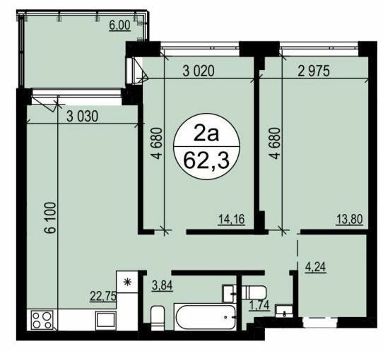2-комнатная 62.3 м² в ЖК Гринвуд 2 от 18 300 грн/м², пгт Брюховичи
