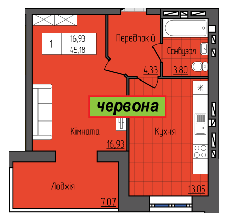 1-комнатная 45.18 м² в ЖК Затишок от 15 200 грн/м², г. Стрый