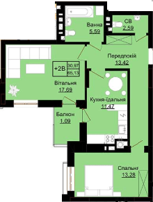 2-комнатная 65.13 м² в ЖК Престиж Холл от 17 050 грн/м², г. Стрый