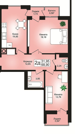 2-кімнатна 68.9 м² в ЖК Престиж Холл від 17 050 грн/м², м. Стрий