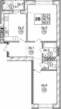 2-кімнатна 59.61 м² в ЖК Галицька Брама від 16 500 грн/м², с. Давидів