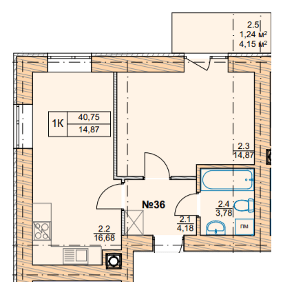 1-комнатная 40.75 м² в ЖК Проект Панорама от 21 450 грн/м², г. Пустомыты