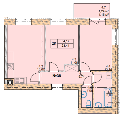 2-кімнатна 56.08 м² в ЖК Проект Панорама від 20 900 грн/м², м. Пустомити