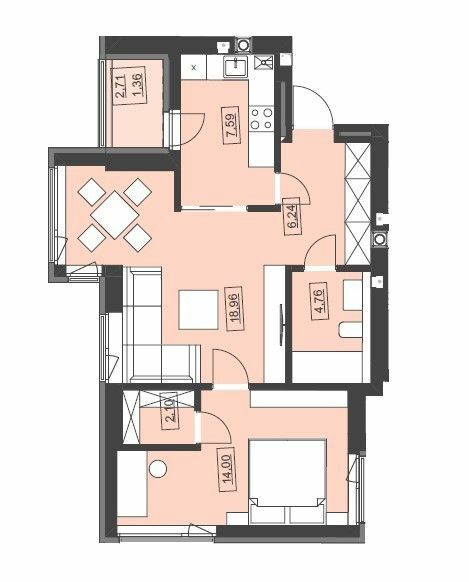 2-кімнатна 55.01 м² в ЖК Святий Миколай від 16 950 грн/м², м. Бібрка