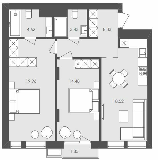 2-кімнатна 69.9 м² в ЖК Avalon Yard від 27 000 грн/м², Львів