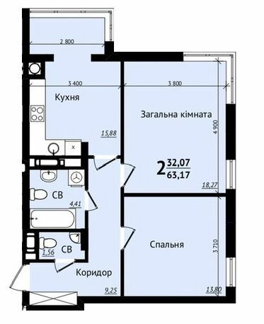 2-кімнатна 63.17 м² в ЖК Plus 2 від 26 500 грн/м², Львів