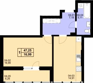 1-кімнатна 47.25 м² в ЖК Resident Hall від 23 200 грн/м², Львів