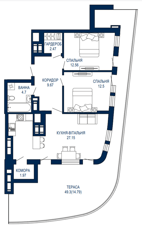 2-комнатная 85.81 м² в ЖК Viking Park от 27 650 грн/м², Львов