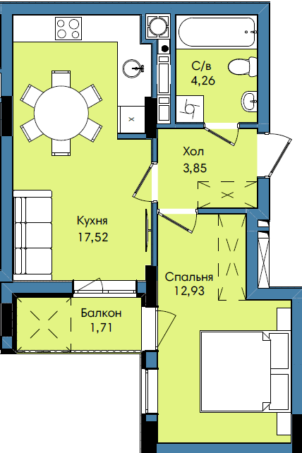 1-кімнатна 40.27 м² в ЖК Washington City від 23 200 грн/м², Львів