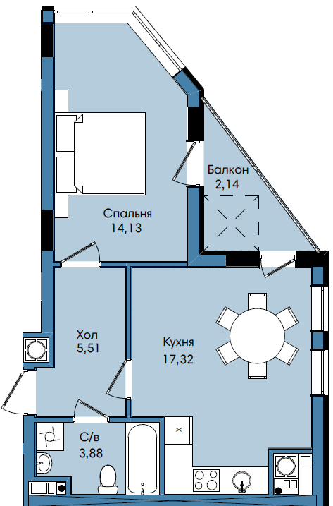 1-кімнатна 42.98 м² в ЖК Washington City від 23 200 грн/м², Львів