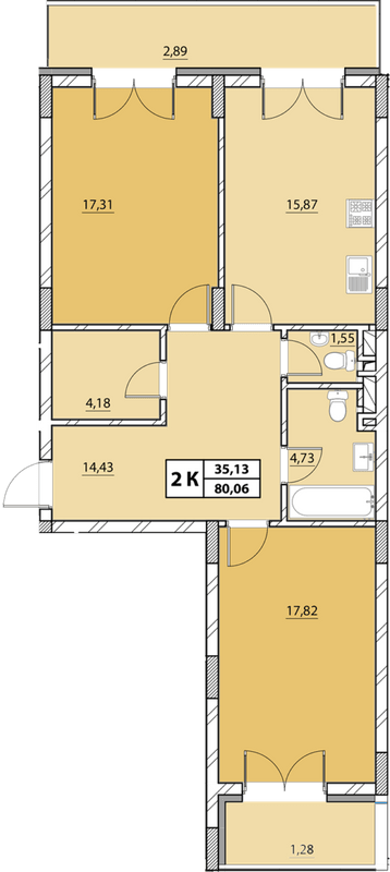 2-комнатная 80.06 м² в ЖК Гиацинт-Люкс от 48 000 грн/м², Львов