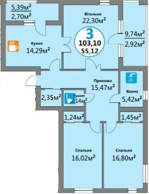 3-кімнатна 101.1 м² в ЖК Еко-дім на Надійній від 19 500 грн/м², Львів