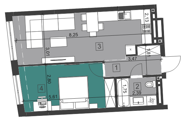 1-кімнатна 47.43 м² в ЖК Парус City від 23 000 грн/м², Львів