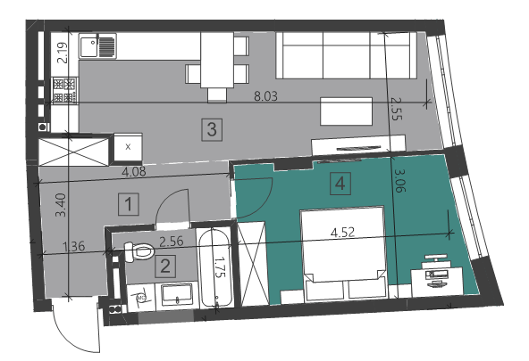 1-комнатная 48.57 м² в ЖК Парус City от 27 700 грн/м², Львов