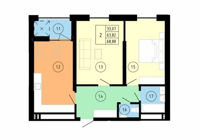 2-комнатная 68.88 м² в ЖК ул. Замарстыновская, 134А от 25 650 грн/м², Львов