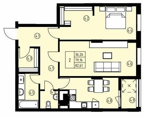 2-кімнатна 82.61 м² в ЖК вул. Навроцького, 31 від 18 750 грн/м², Львів