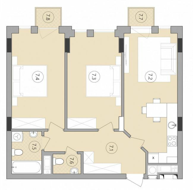 2-комнатная 71.03 м² в ЖК Фруктовая аллея от 23 600 грн/м², Львов