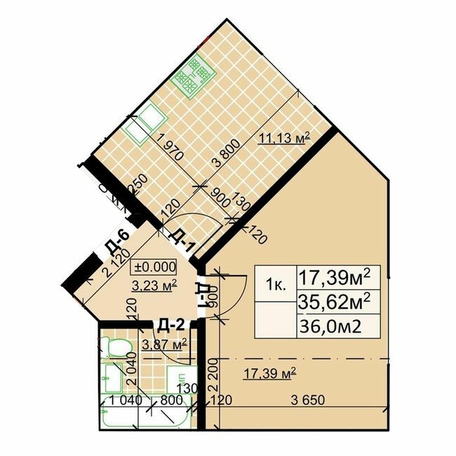 1-кімнатна 36 м² в ЖК Столичний квартал від 13 300 грн/м², м. Коломия